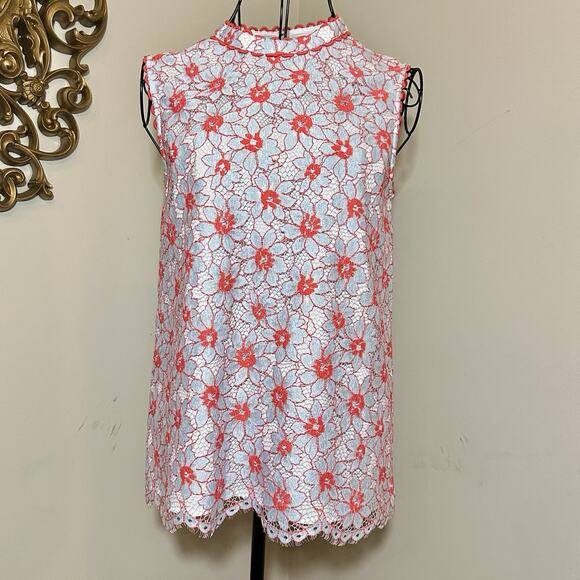 Draper James Size 2 Floral Lace Sleeveless Fully Lined Top Reese Witherspoon - Picture 1 of 11